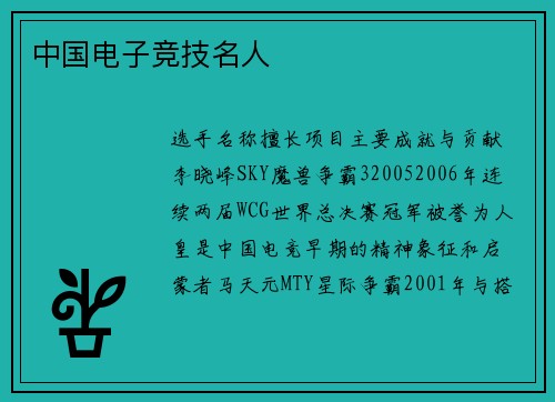 中国电子竞技名人